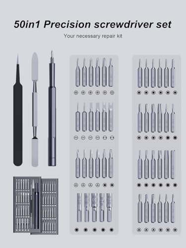 Image of Wesdut 50-in-1 Small Screwdriver Set, [Super Durable & Strong Magnetic] Tiny Torx Screwdriver Fits All Ring Doorbell, Precision Magnetic Mini Repair Tool Kit for Watch, Laptop, Eyeglass, Screw Driver