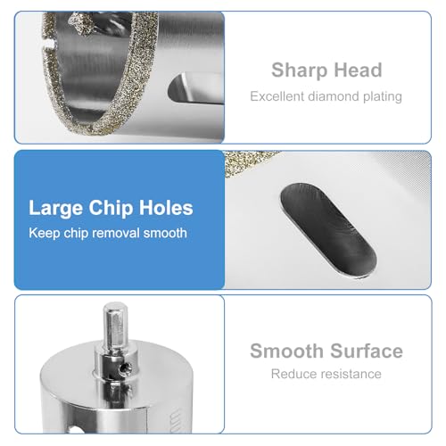 Image of 2-9 /16 inch / 65mm Diamond Hole Saw with Center Drill Bit, Jamiikury Glass Hole Saw Tile Hole Saw Glass Hole Cutter for Ceramic Glass Tile Porcelain Marble