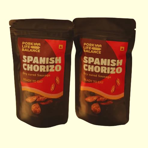 PORK LIFE BALANCE Delicious Spanish Chorizo Bites (100 gms) - Ready To Eat, Gluten & Soya Free, Pure Dry Cured Pork Sausages, No Trans Fat, Shelf-Stable, Keto Friendly - (Pack of 2)