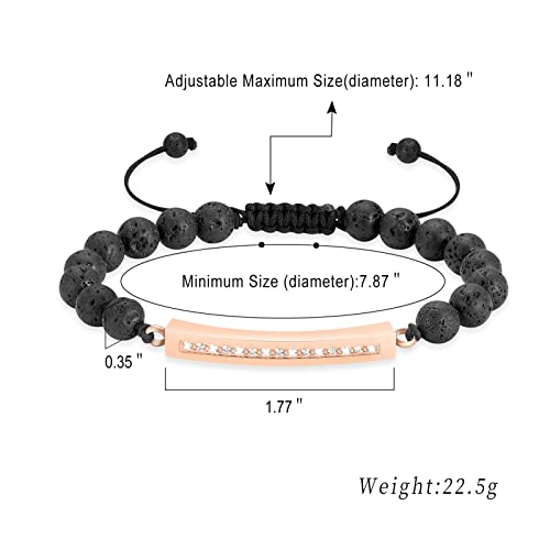 Image of memorial jewelry Classic Crystal Urn Bracelet Lava Stone 316L Stainless Steel Cremation Bangle Keepsake Urn Bracelet for Ashes