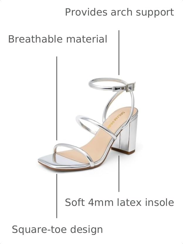 Image of DREAM PAIRS Women Heels Chunky Square Open Toe Strappy Ankle Strap Block High Heeled Sandals for Dressy Wedding Comfortable Shoes