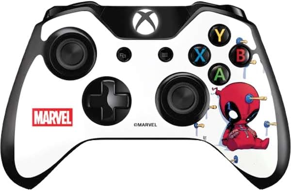 Skinit Decal Gaming Skin Compatible with Xbox One Controller - Officially Licensed Marvel Deadpool Legacy Deadpool Red Poster Design