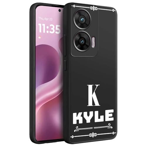 Image of Fashionury Back Cover Case for Motorola G96 5G / Motorola Edge 50 Fusion /Motorola G85 5G | Matte Soft Silicon Flexible | Camera Bump Protection | Name with Alphabet Design | Get Your Name (Black)