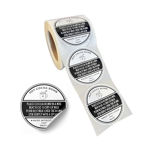 Hot Cocoa Bomb Stickers 250 per Roll 2” Chocolate Instructions