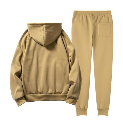 Two Piece Outfits Sweatsuits for Men Set Raglan Long Sleeve Pockets Hoodies and Sweatpants Sets Casual Loose Suits3