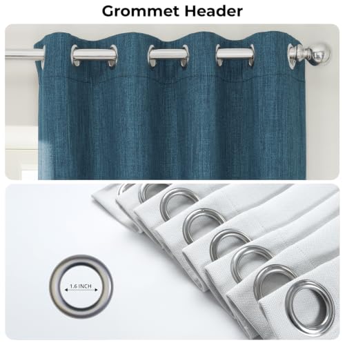 Image of HPD Half Price Drapes - Grommet Faux Linen Curtains for Living Room (1 Panel) - 50W X 96L - Textured Room Darkening Curtains for Bedroom 96 Inches Long - Drapes for Home Decor, Story Blue