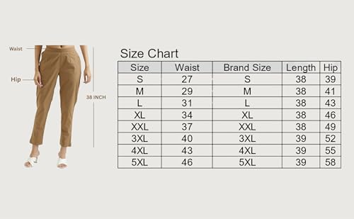 Image of D K W Women's Mid Rise Relaxed Fit Cotton Flex Trousers with Elastic Back & Drawstring - Ideal for Winter, Formal, Office & Casual Wear, Comfortable for Girls and Women
