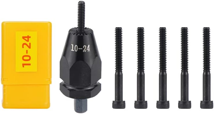 Cabezal neumático de tuerca de remache autobloqueante 10-24 con mandril de repuesto cada uno 5 piezas para pistola de tuercas de remache neumático y