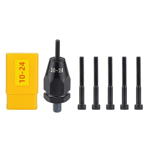 HIFESON & EROSHAK Pneumatic 10-24 Self-Locking Rivet Nut Gun Head with 5pcs Replacement Mandrels for Pneumatic and Cordless Rivet Nut Tools
