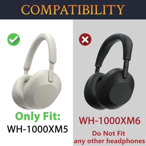 Image of SOULWIT Replacement Earpads for Sony WH-1000XM5 (WH1000XM5) Noise Canceling Headphones, Ear Pads Cushions with Protein Leather and Noise Isolation Memory Foam, Added Thickness - Smoky Pink