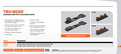 Truglo Tru-Bead Universal 3 Dot Turkey Gun Sight Set, Fits Guns With Ventilated Rib Fiber Optic, Rear Ghost Ring And Notched Rear Sight/Standard Threaded Front Sight #TOP4