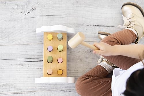 Image of Pearhead Montessori Hammer Bench, Wooden Pounding Toy for Toddlers | Early Development Activity, Fine Motor Practice, Colorful Interactive Play, Ages 1+
