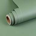 Biyoee Sage Green Peel and Stick Wallpaper 15.7”x 118” Matte Green Self-Adhesive Removable Contact Paper Solid Color Waterproof Vinyl Roll for Cabinets Furniture Renovation Bedroom Wall Covering