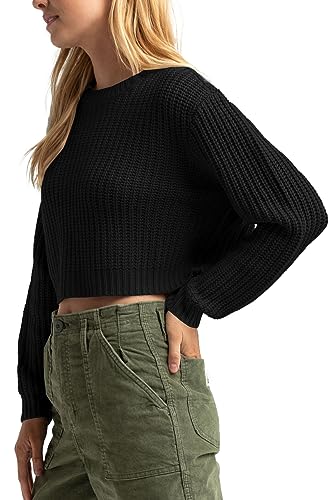 Jumppmile Women's Cropped Sweater Knit Long Sleeve Crewneck Soft Pullover Sweater Top2