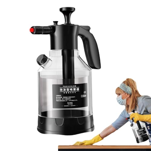 Pulverizador con bomba de presión manual, pulverizador para hidrolimpiadora de agua de 2 L con diseño portátil, botella rociadora de jardín con boquilla ajustable, pulverizador espumador para lavado