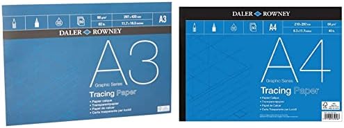 Daler-Rowney Graphic Series Smooth Surface 90gsm A4 Tracing Paper Pad, Glued 1 Side, Ideal for Professional Artists & Students