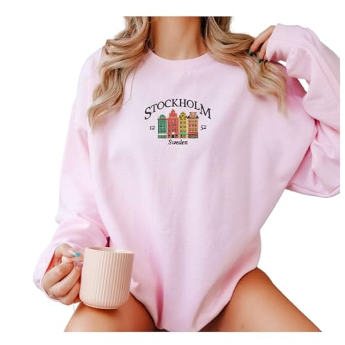 Embroidered Sweden Stockholm 1252 Sweatshirt, Stockholm Tee Gift, Sweden Travel Hoodie Embroidery, Stockholm Lover Gift, Sweden Tourist Attraction Tee, Stockholm Visitor Gift, Scandinavia Lover Gift