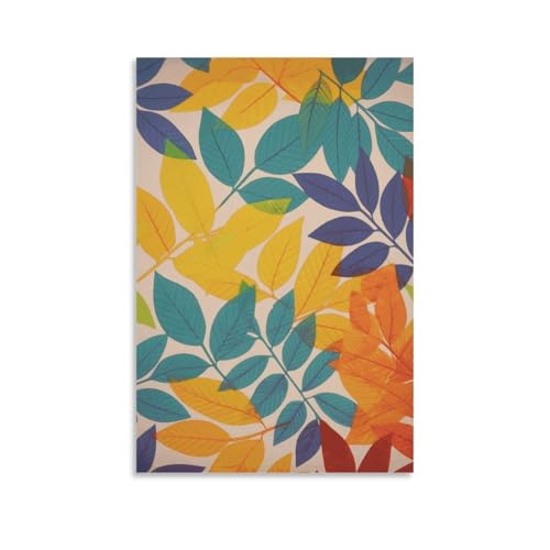 Impression sur toile moderne feuilles multicolores pour raviver un mur blanc de bureau triste