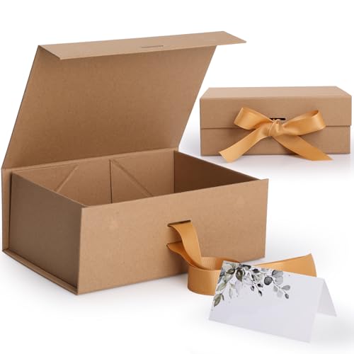 Geschenkbox,GeeRic Verpackungswelt Geschenk-Box mit Deckel 22 * 16 * 8.8cm Premium Geschenkbox mit Magnetverschluss und Geschenkband für Feiertage Hochzeit