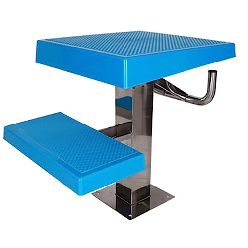 Generico Trampolino Antiscivolo ad Alte Prestazioni per Allenamento e Competizione in Piscina, Base Resistente in Acciaio Inossidabile, Design Inclinato, 50x50x65 cm, Colore Blu, Ideale per Atleti.