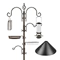 Bird Feeding Station Kit with Squirrel Baffle and Suet Cage Wild Bird Feeder Kit with Mesh Tray, Fruit Hook, and Double W Hook for Attracting Wild Birds