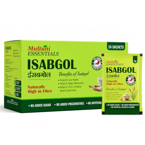 Image of Multani Essentials Isabgol | Psyllium Husk Powder (24 Sachets - 5 gm Each) | For Gut Health And Irritable Bowel Syndrome | Effectively Relieves Constipation | Fibre Supplement For Digestion | Chemical Free | No Added Sugar Or Artificial Flavour | 100% Isabgol