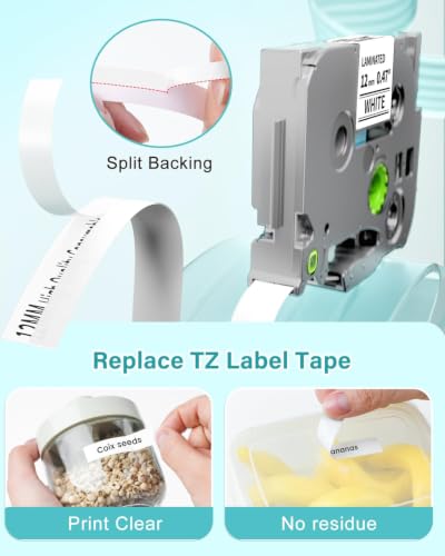 Image of Replacement for Brother Label Maker Tape 12mm 0.47 inch Laminated White TZe231 | 10-Pack 12mm 0.47 inch Label Maker Tape Refills TZ-231 Compatible with Brother Ptouch PT-2040 D410 D400 PT-1880 PT-1290 H110