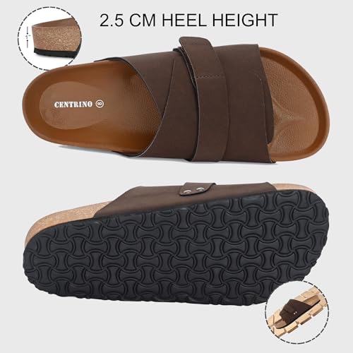 Image of Centrino Mens Cushion Sliders /Slippers| | Open Toe Design |Berkin-Style Slip-On Sandals | Lightweight & Comfortable | Arch Support | On-Grip Sole | Casual Outdoor Wear (6865)