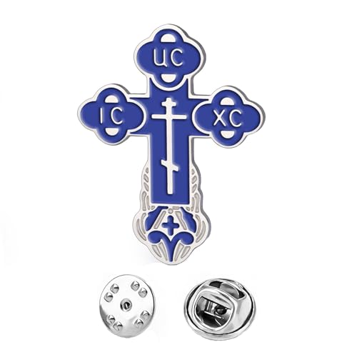 Image of TEAMER Cross Brooch Lapel Pin For Men Russian Orthodox Crucifix Eastern Church Cross Tie Pins Religious Christian Prayer Jewelry