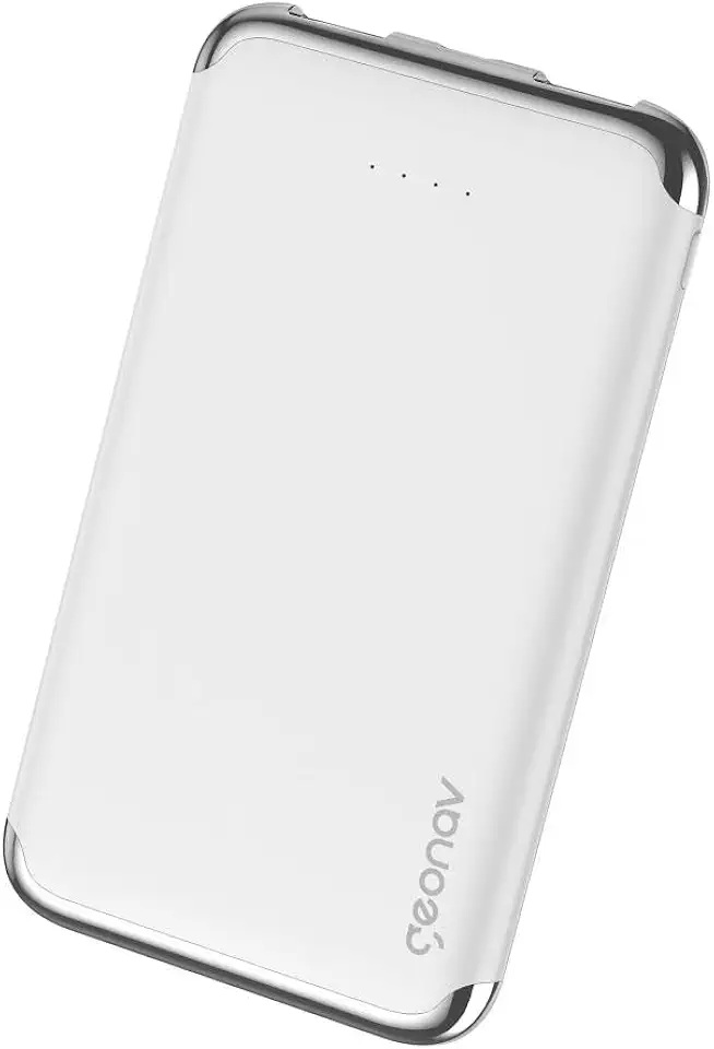 Geonav Power Bank, Carregador Portátil Universal 6.000mAh, 2 portas USB 2.1A, Led Indicador de bateria, PB6KWT, Branco