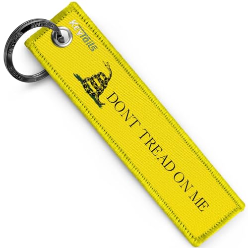 Image of KEYTAILS Keychains, Premium Quality Key Tag for Cars, Trucks, Backpack, EDC Gadsden Flag [Don't Tread On Me]