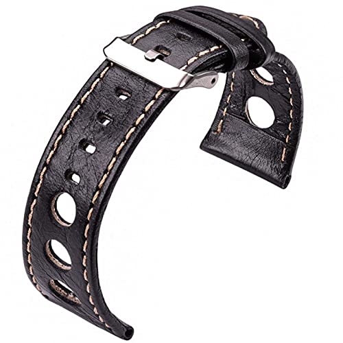 Correas de reloj 24mm de cuero negro flexible y accesorios suaves 4