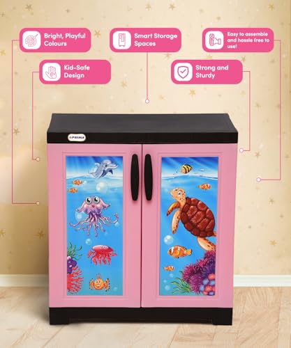 Image of Prima Viva-1 Junior Plastic Cabinet for Kid| 2-Compartment Multipurpose Organizer | Under Water-Theme Design | Strong & Spacious Cupboard for Toys, Clothes & Essentials