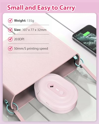 Image of Label Maker Machine with Tape, N12 Portable Bluetooth Label Printer, Wireless Mini Label Makers Thermal Sticker with Multiple Templates for Home, Kitchen, School, Office Organization, Pink