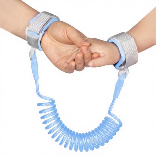 KIRZAX 2.5M Braccialetto Bambini Antismarrimento,Bracciale Sicurezza Bambino, Portatile Che Cammina Anti-Perso Mano Cintura, per Viaggio Shopping Exploring Helper (Blu)