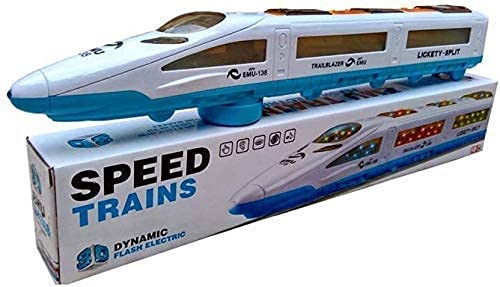 babybaba bump and go high speed bullet train toy 3d lighting and musical fun sounds- Multi color