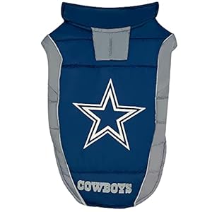 NFL Dallas Cowboys Puffer Vest for Dogs & Cats,Size: Medium. Licensed, Cozy, Waterproof, Windproof, Warm Dog Coat, for Small, Medium, Large, Extra Large Dogs or Cats. Best PET Warming Sports Jacket