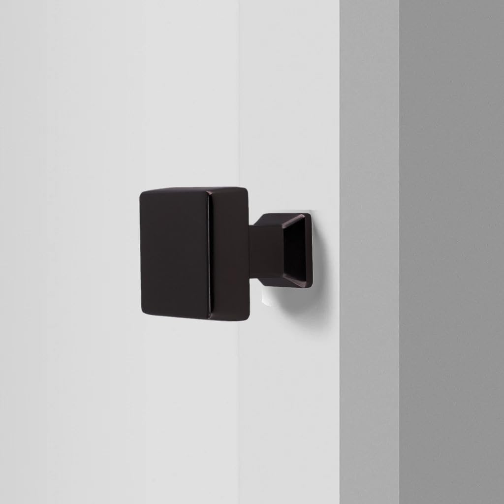 1-1/4 Inch (29.8mm) Colorado Square Knob, Premium Kitchen Cabinet Hardware Knobs. 30mm Projection, Decorative Knobs. (10, Satin Nickel)