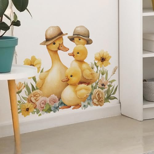 Vinilo decorativo familia de patos acuarela para pared miniatura 5