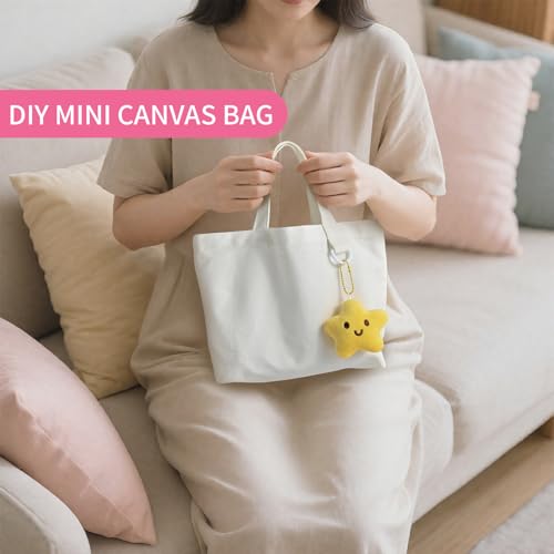 12-Pack Small Canvas Tote Bags, Mini Tote Bags Bulk, DIY Craft Set, White by KIDJFGG - Used condition - Image 4