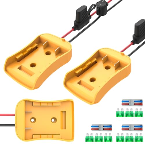 Image of Kzreect 3 Pack for Power Wheel Adapter Compatible with Dewalt 20V Battery | 12AWG, Wire Terminals, 30A Fuse Holder, Switch, Battery Converter Kit for DIY Ride-On Car Toys LED Motor