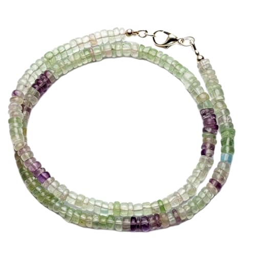 Collier perles de fluorite multicolore 45 cm pour lithothérapie et bien-être