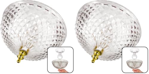 Image of Evelots Clip-On Light Shade for Ceiling Bulb or Lamp - Antique Diamond Cut Acrylic - Easy Install Decorative Lamp & Lighting Cover (Pack of 2)