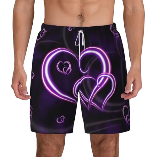 Short de bain pour l'été et le surf avec imprimé cœurs violets