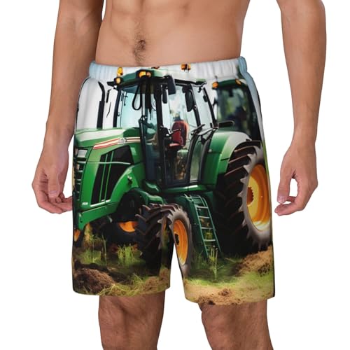 Company Farm Tractor Print Mens Swim Trunks Stretch Beach Shorts Quick Dry Pockets No-Chafing Board Shorts2