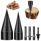 6 Pcs Wood Splitter Drill Bits, 50mm+32mm Firewood Log Splitter, Heavy Duty Electric Drill Screw Cone Driver Removable, Detachable Wood Splitting Wedge Tool