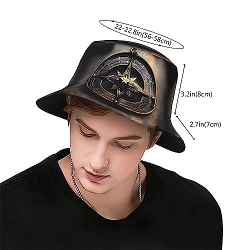 Magical Design Norse Runes Compass Unisex Adult Sunshade Bucket hat, Summer Beach Sun hatï¼ŒLight and Breathable Foldable Black3