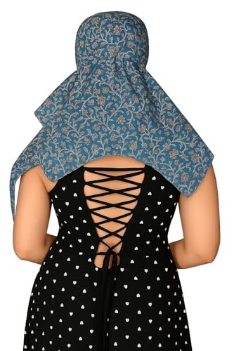 Image of Scarf Face Full Covering With Mask Head Hair Wrap Sun Protection For Women Cotton Printed Square All Season Wear