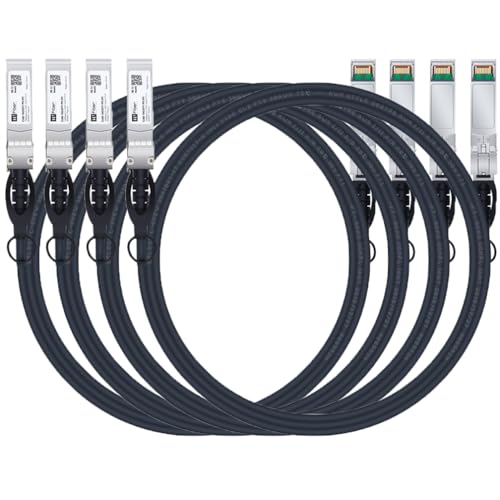 Image of H!Fiber 4 Pack SFP Cable, 10G SFP+ DAC, 3m(9.8ft), 10GBASE-CU Passive Direct Attach Copper Twinax Cable for Cisco SFP-H10GB-CU3M, Ubiquiti UniFi UC-DAC-SFP+, Meraki, Mikrotik, Intel, Fortinet, Netgear