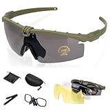 ToopMount タクティカルゴーグル サイクリンググラス 3色レンズセット レンズ交換 戦術ゴーグル アイセーフティ メガネ 近視対応 タクティカル UV400 耐衝撃 運動メガネ 傷防止 射撃メガネ 目を守る 男女兼用 サバゲー用プロテクタードライブ サイクリング 釣り スキー 野球 ゴルフ ハイキング 登山 ロッククライミング ボート アウトドアスポーツ 日常用メガネ (グリーン)